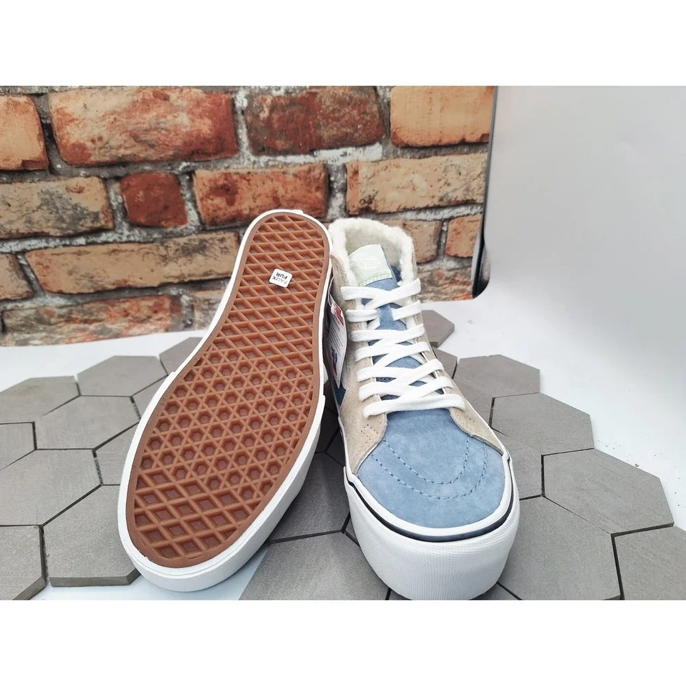 VANS Old Stack Platform Lift Shoes Sk8 Sherpa Faux Fur Stackform Women Sz 8 Knu